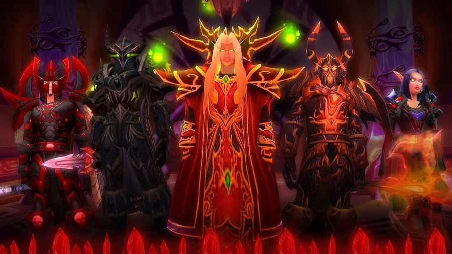 A group wearing distinctive armor sets