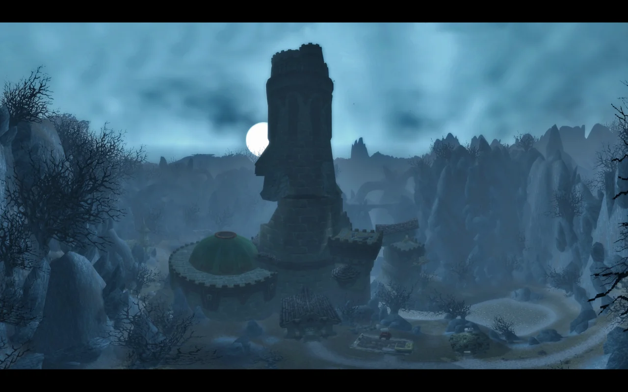 Karazhan under a moonlit sky