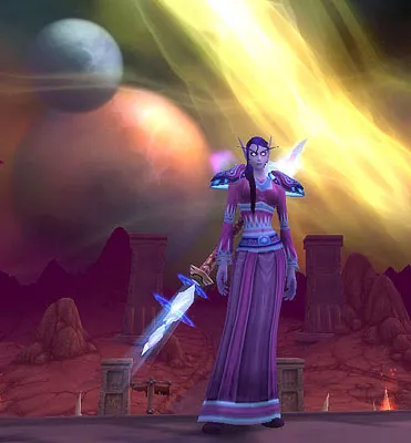 An Outland adventurer holding a signature armament