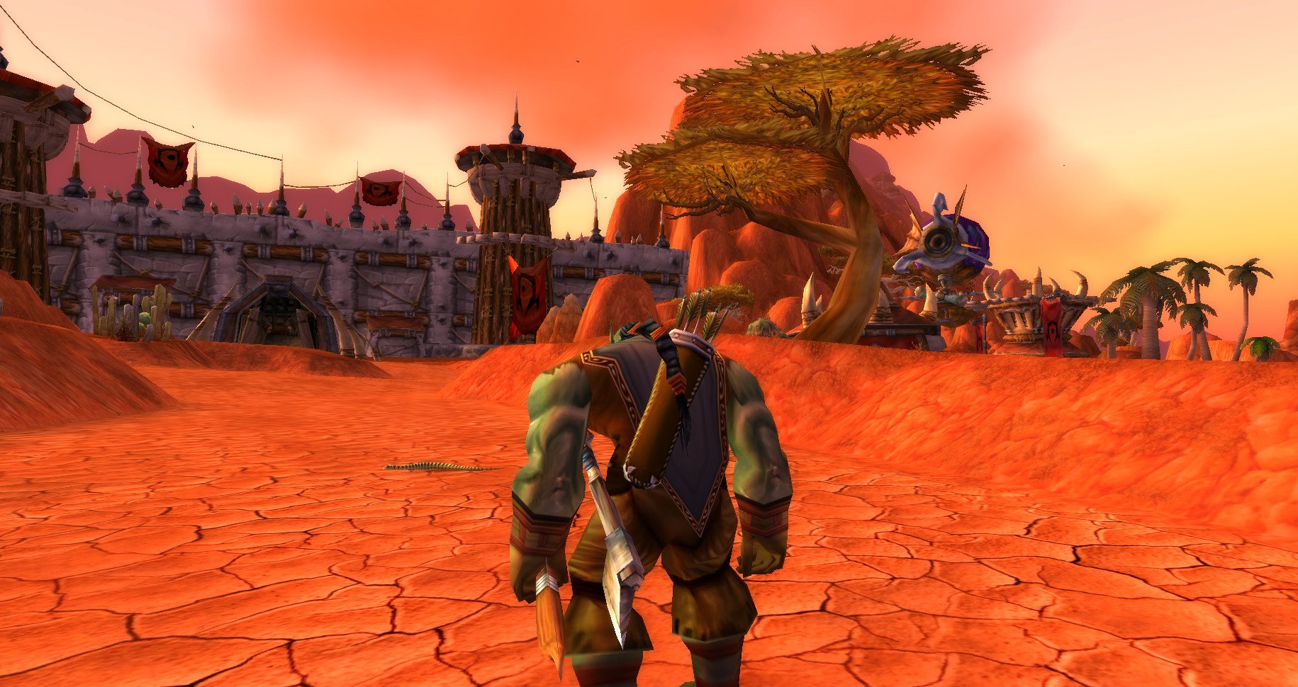 An orc adventurer approaching Orgrimmar