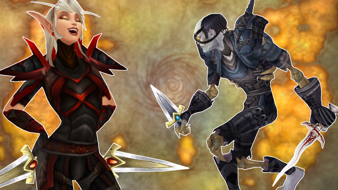Blood elf and undead rogues displaying distinct class silhouettes