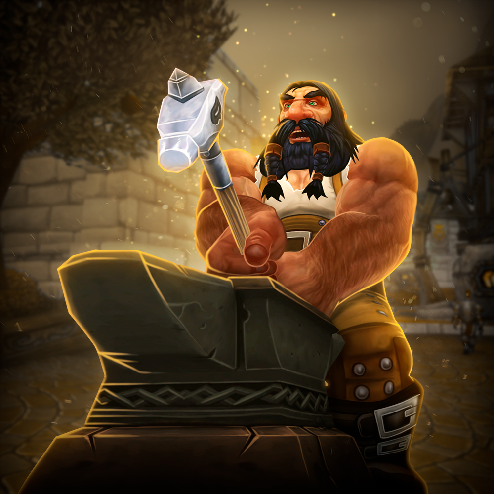 A dwarven blacksmith at work